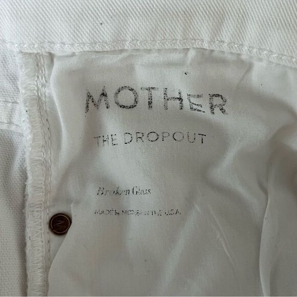 MOTHER White Jeans Size 31 The Drop Out in Broken Glass Straight Leg Crop - Picture 6 of 8